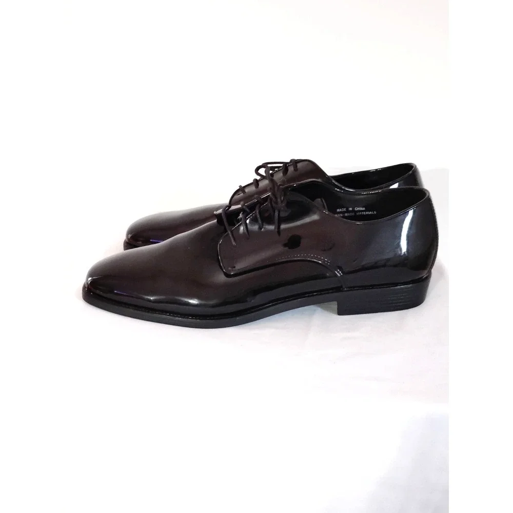 After Six Men 18M Black Patent Leather Tuxedo Oxford Formal Wedding Dress Shoes